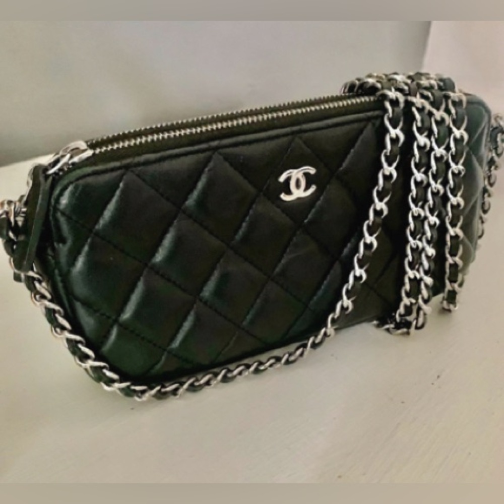 Chanel  Double Zip Chain Shoulder Bag